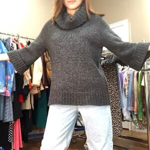 Bell Sleeve Asphalt Cowl Neck Sweater